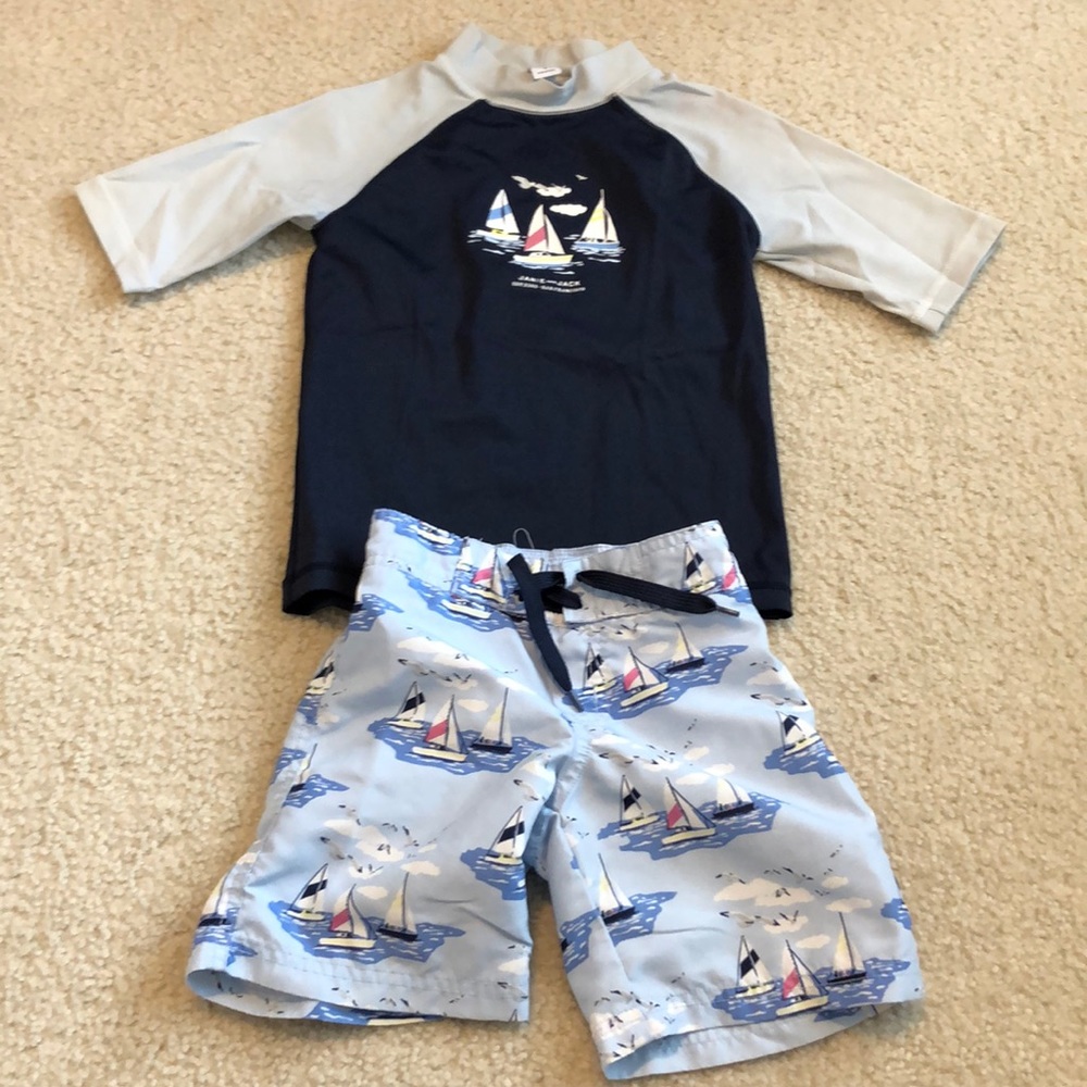 Janie and Jack Boys swim trunks and top size 3